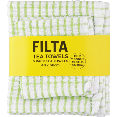 Filta Green Tea Towels Plus 2 Dish Cloths 1pk