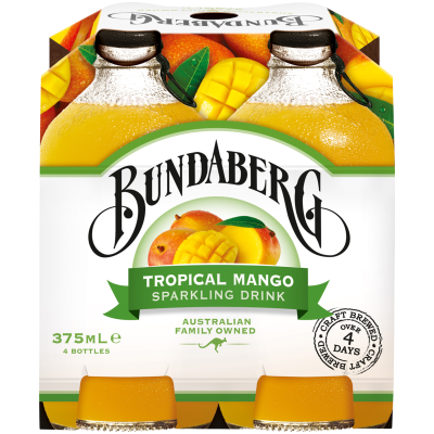 Bundaberg Tropical Mango Sparkling Drink 4 x 375ml