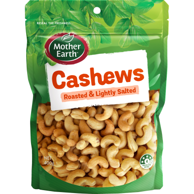 Mother Earth Roasted & Lightly Salted Cashews 400g