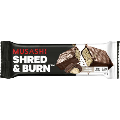 Musashi Cookies & Cream Flavour Shred & Burn Bar 60g