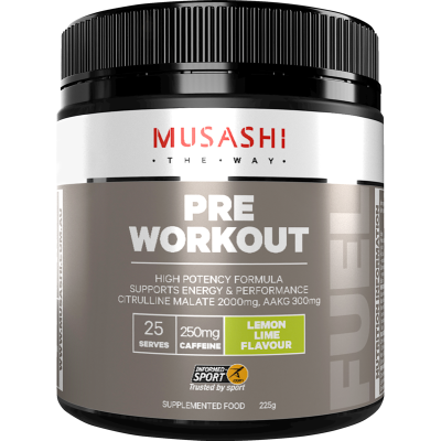 Musashi Pre Workout Lemon Lime Flavour Energy & Performance Powder 225g