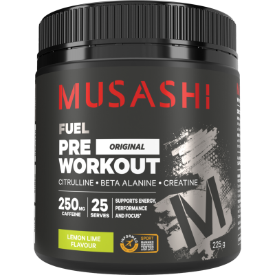 Musashi Fuel Pre Workout Lemon Lime Flavour Powder 225g
