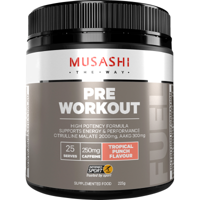 Musashi Pre Workout Tropical Punch Flavour Energy & Performance Powder 225g