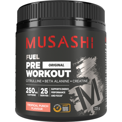 Musashi Fuel Pre Workout Tropical Punch Flavour Powder 225g