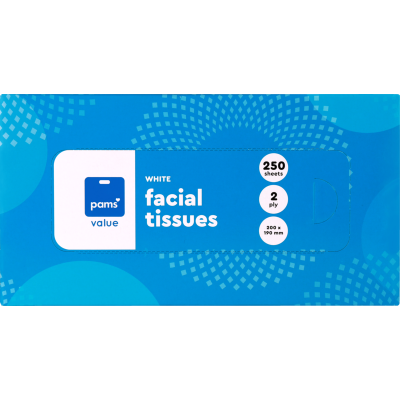 Pams Value White 2 Ply Facial Tissues 250pk