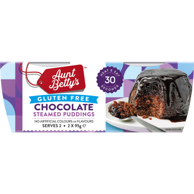 Aunt Betty's Gluten Free Chocolate Steamed Puddings 2 x 95g