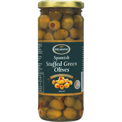 Delmaine Spanish Stuffed Green Olives 450g