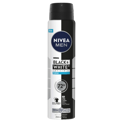 Nivea Men Black & White Invisible Fresh 72Hr Protection Anti-Perspirant Deodorant Aerosol 250ml