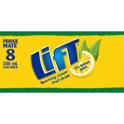 Lift Sparkling Lemon Fruit Drink Cans 8 x 330ml