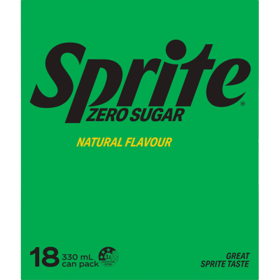 Sprite Zero Sugar Natural Flavour Soft Drink Cans 18 x 330ml