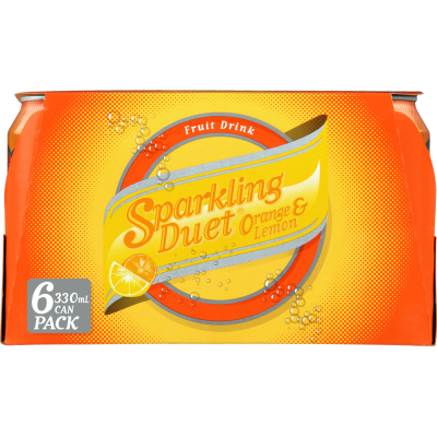 Schweppes Sparkling Duet Orange & Lemon Soft Drink Cans 6 x 330ml