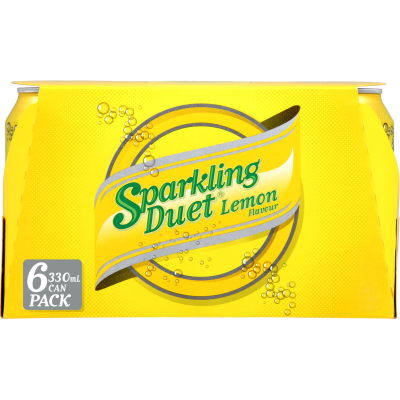 Schweppes Sparkling Duet Lemon Soft Drink Cans 6 x 330ml