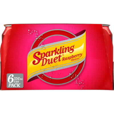 Schweppes Sparkling Duet Raspberry Soft Drink Cans 6 x 330ml