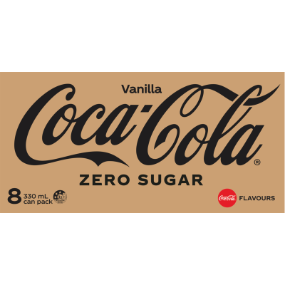 Coca-Cola Zero Sugar Vanilla Soft Drinks Cans 8 x 330ml