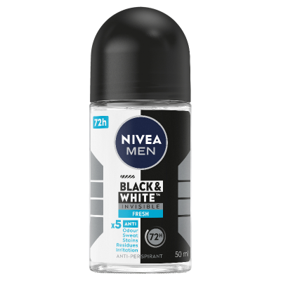 Nivea Men Black & White Invisible Fresh 72Hr Protection Anti-Perspirant  Deodorant Roll On 50ml
