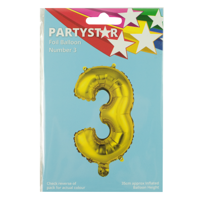 Korbond Party Foil Balloon Number 3 ea