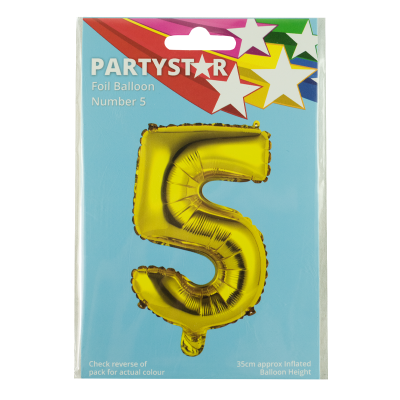 Korbond Party Foil Balloon Number 5 ea