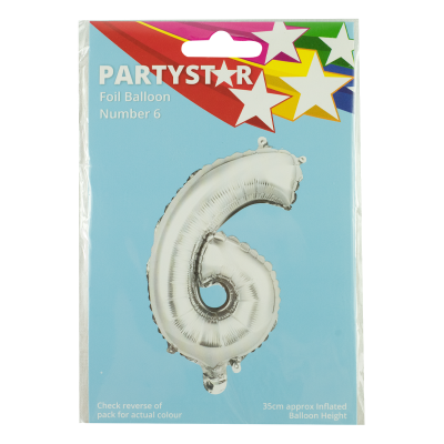 Korbond Party Foil Balloon Number 6 ea