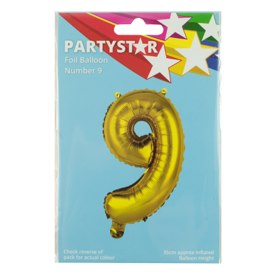 Korbond Party Foil Balloon Number 9 ea