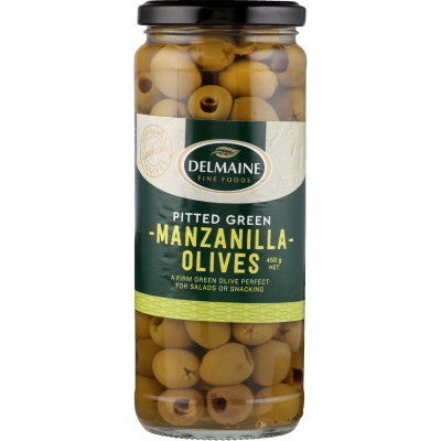 Delmaine Pitted Green Manzanilla Olives 450g