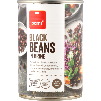 Pams Black Beans In Brine 410g