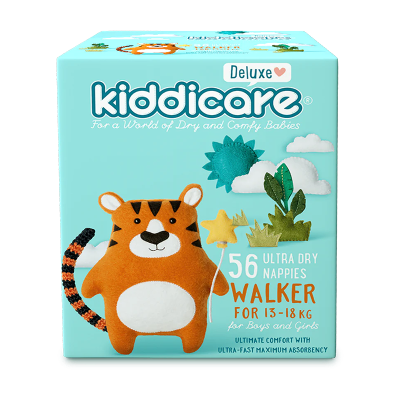 Kiddicare Deluxe Ultra Dry Nappies Boys & Girls 13-18kg Walker 56pk