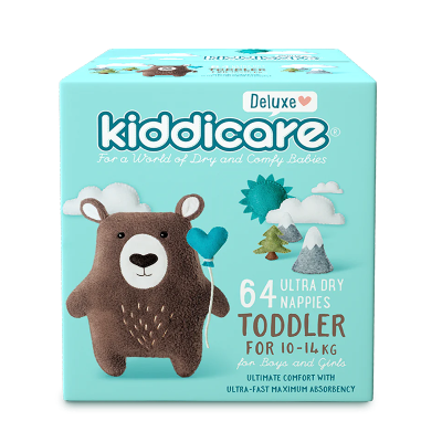 Kiddicare Deluxe Ultra Dry Nappies Boys & Girls 10-14kg Toddler 64pk