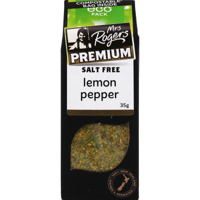 Mrs Rogers Premium Lemon Pepper Salt Free ECO Pack 35g