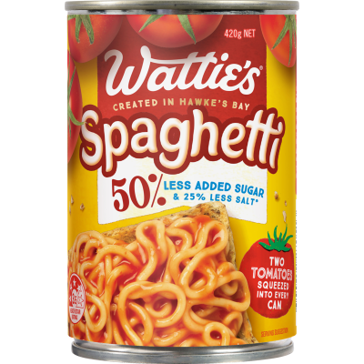 Wattie's Spaghetti 50% Less Added Sugar 420g