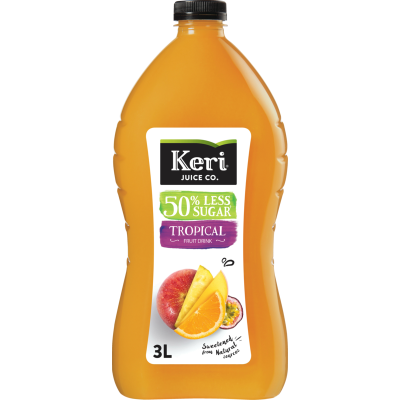 Keri Tropical 50% Less Sugar Fruit Drink 3l