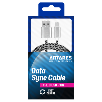 Antares Type USB-A to USB-C Cable Data Sync Cable 1 Metre 1pk