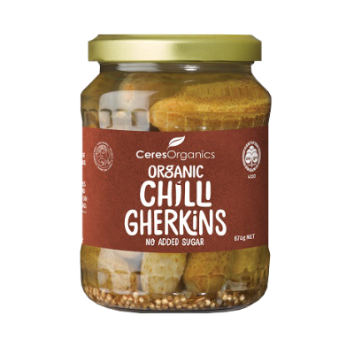 Ceres Organics Chilli Gherkins With No Sugar 670g