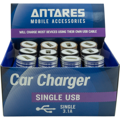 Antares Single USB 3.1A Car Charger ea