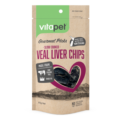 VitaPet Gourmet Picks Veal Liver Chips Dog Treats 85g