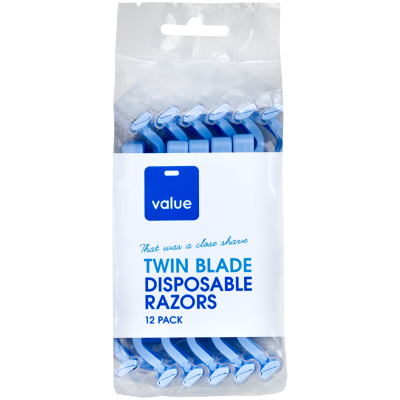 Value Twin Blade Disposable Razors 12pk