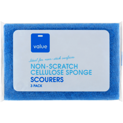 Value Non Scratch Cellulose Sponge Scourer 3pk