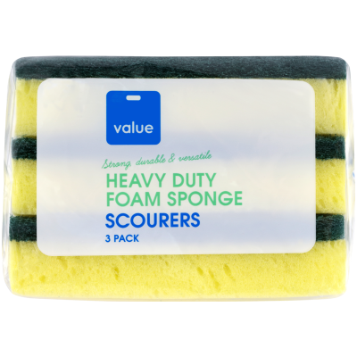 Value Heavy Duty Foam Sponge Scourers 3pk