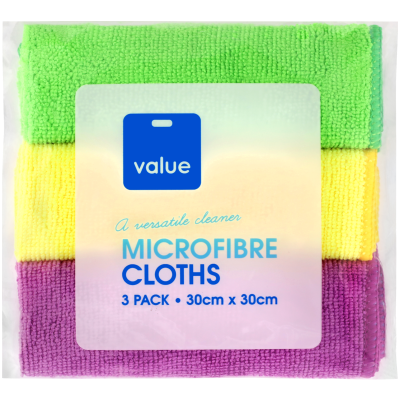 Value Microfibre Cloths 3pk