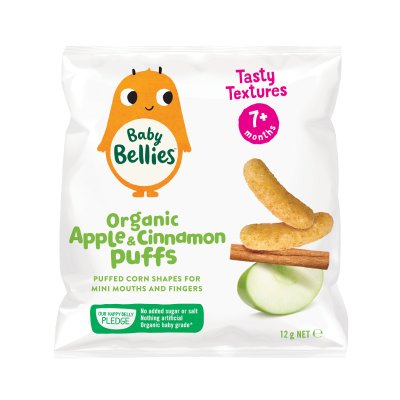 Baby Bellies Organic Apple & Cinnamon Puffs 7+ Months 12g