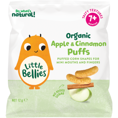 Little Bellies Organic Apple & Cinnamon Puffs 7+ Months 12g