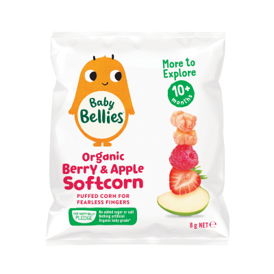 Little Bellies Organic Berry & Apple Softcorn 10+ Months 8g