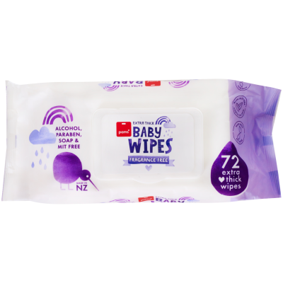 Pams Extra Thick Fragrance Free Baby Wipes 72pk