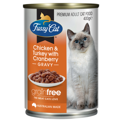 Fussy Cat Grainfree Chicken & Turkey With Cranberry Gravy Premium Adult Cat Food 400g