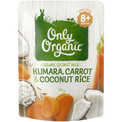 Only Organic Kumara Carrot & Coconut Rice 8+ Months 170g