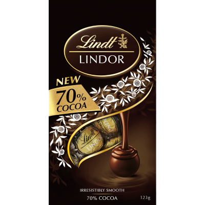 Lindt Lindor 70% Cocoa Chocolates Pouch 123g