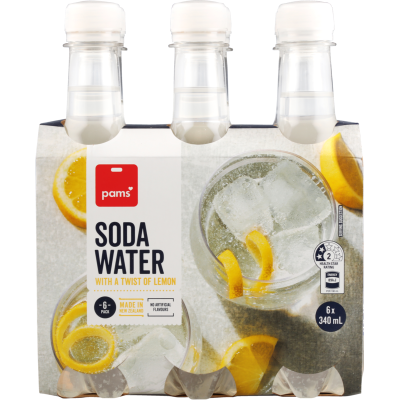 Pams Soda Water With A Twist Of Lemon 6 x 340ml