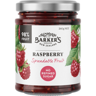 Barker's Raspberry Spreadable Fruit 260g