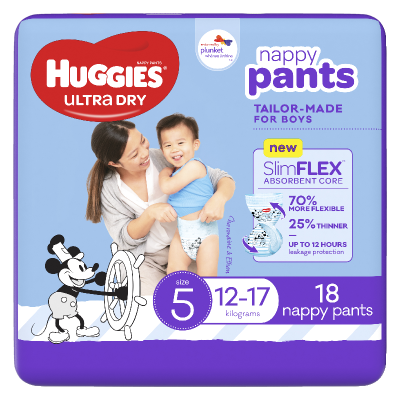 Huggies Ultra Dry Nappy Pants Boys Size 5 12-17kg 18pk