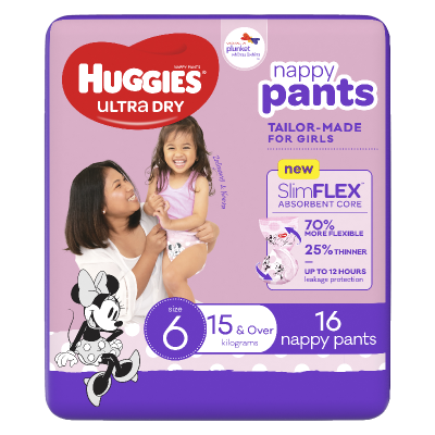 Huggies Ultra Dry Nappy Pant Girls Size 6 15kg+ 16pk