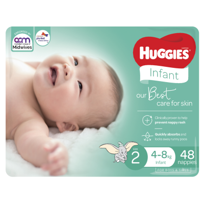 Huggies Infant Nappies Size 2 4-8kg 48pk